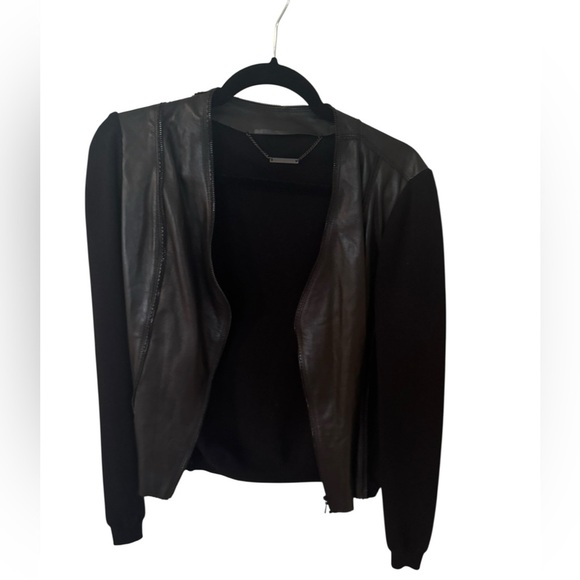 NWT Elie Tahari Real Leather Lamb and Wool Black Jacket, Size Small - Picture 1 of 4